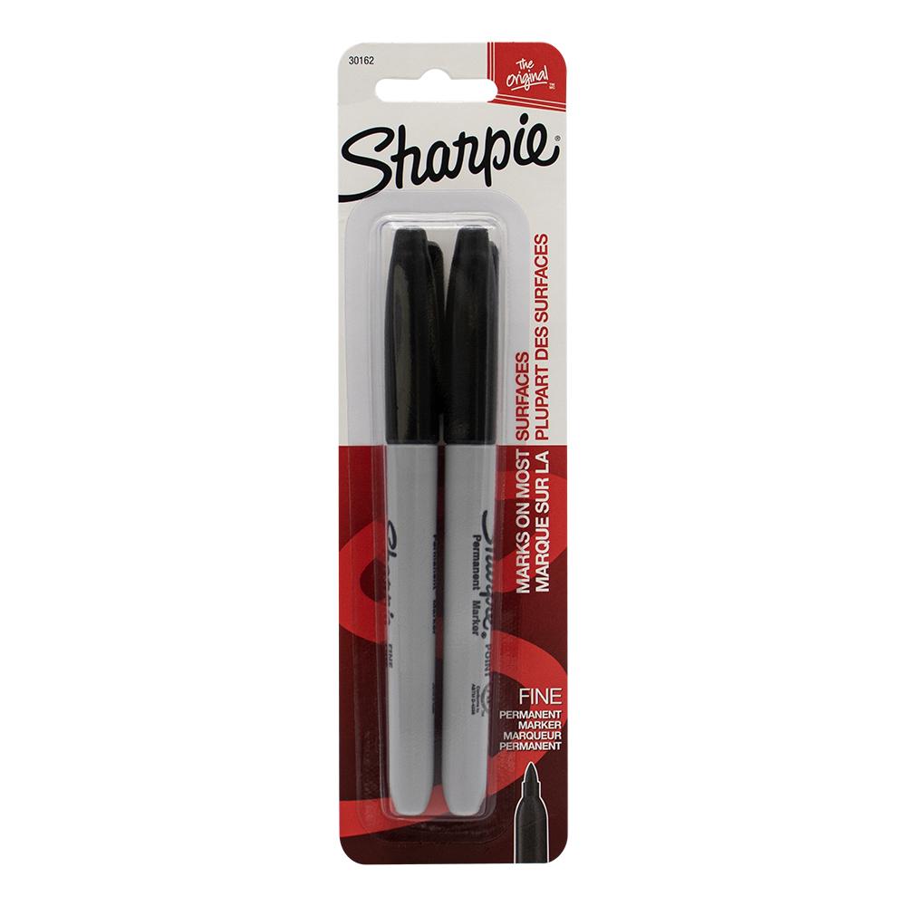 Sharpie / Permanent markers, Fine point, Black, 3 packs of 2 pcs permanent marker chisel point green 12 pcs pack flamingo