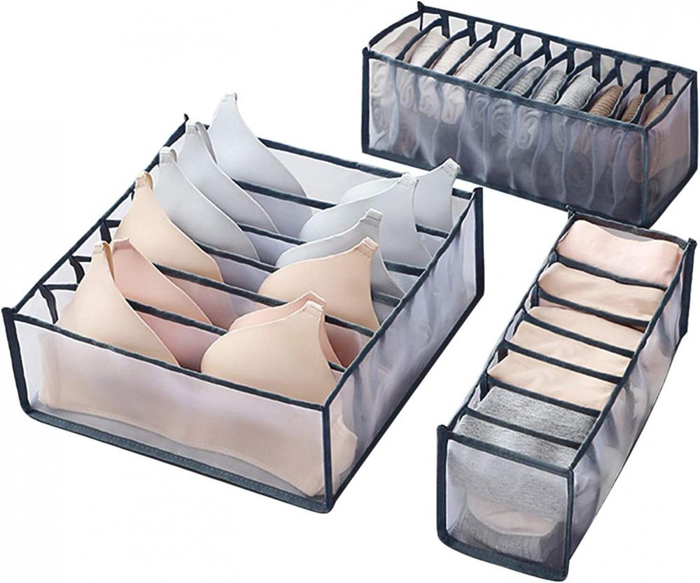 YumLock / Foldable closet organizer, SSZ266, 3 pcs, Grey acrylic jewelry cosmetic storage drawers display transparent makeup organizer boxes case cosmetic storage box y 1001