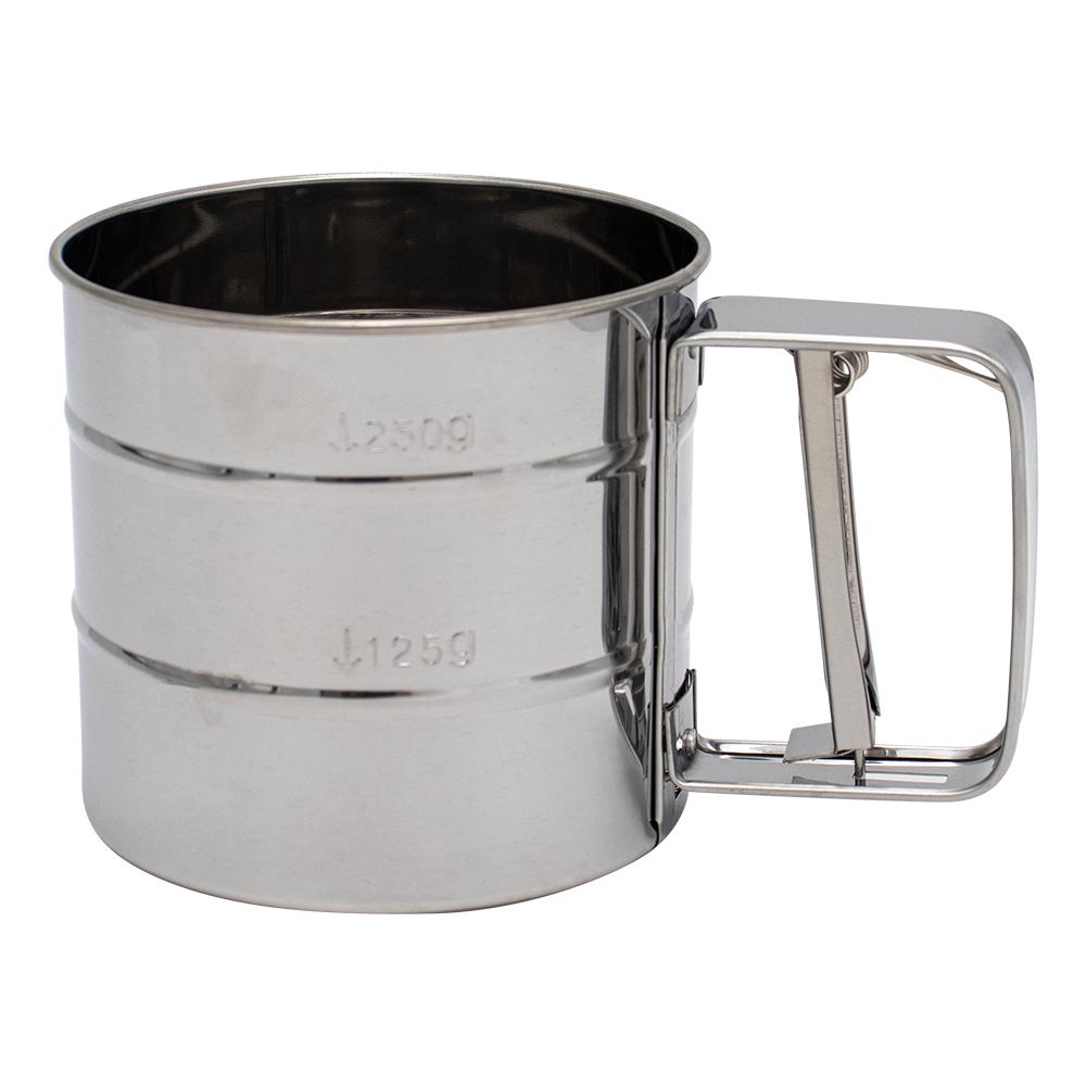 GRETAL / Flour sifter, Stainless steel, Mesh sieve cup, Hand-pressed portable stainless steel folding cup with keychain retractable telescopic collapsible cup for outdoor travel camping drinkware