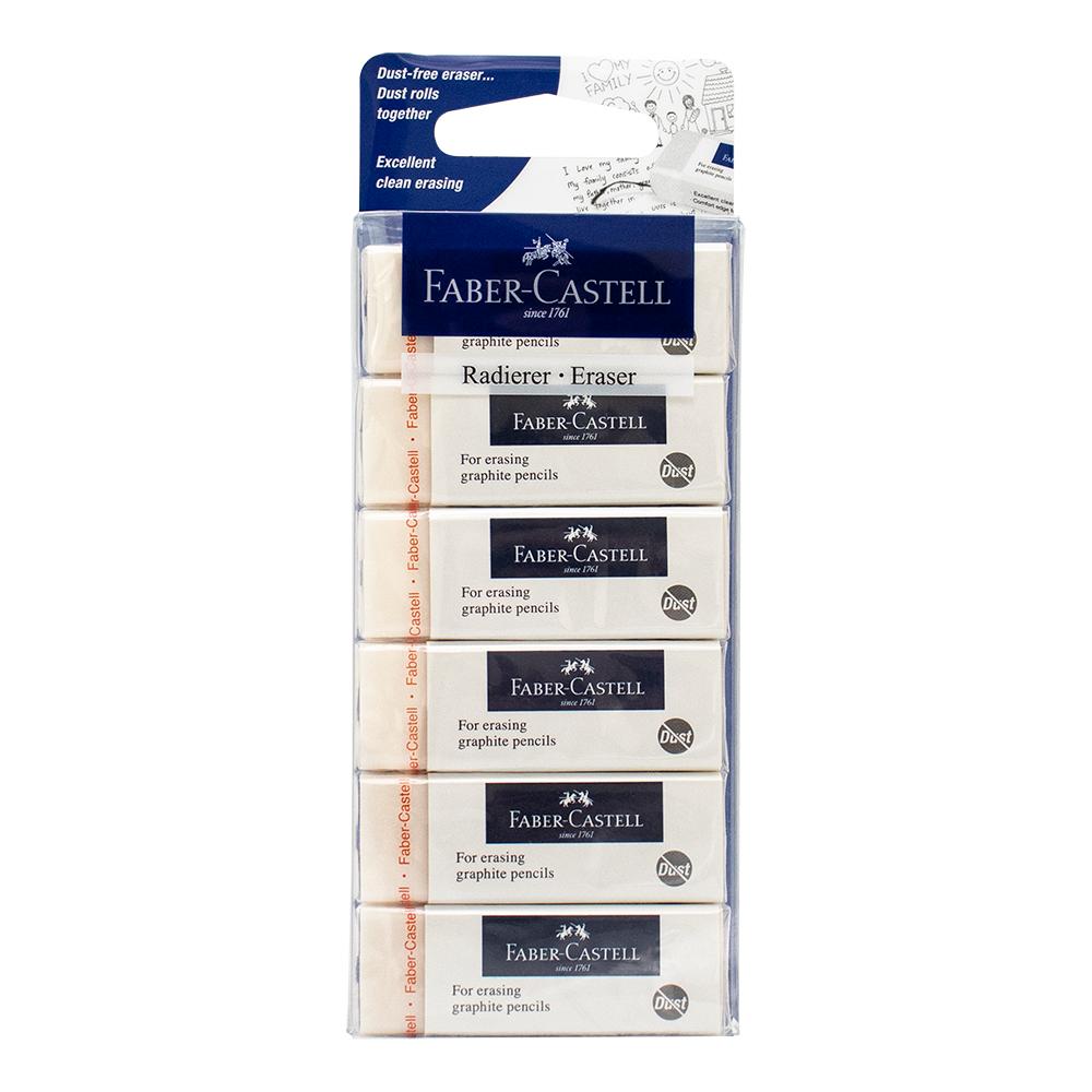 FABER-CASTELL / Erasers, Dust-free, 6-pack, White japanese sakura plasticity rubber eraser professional drawing sketch highlight kneaded eraser for charcoal pencil art supplies