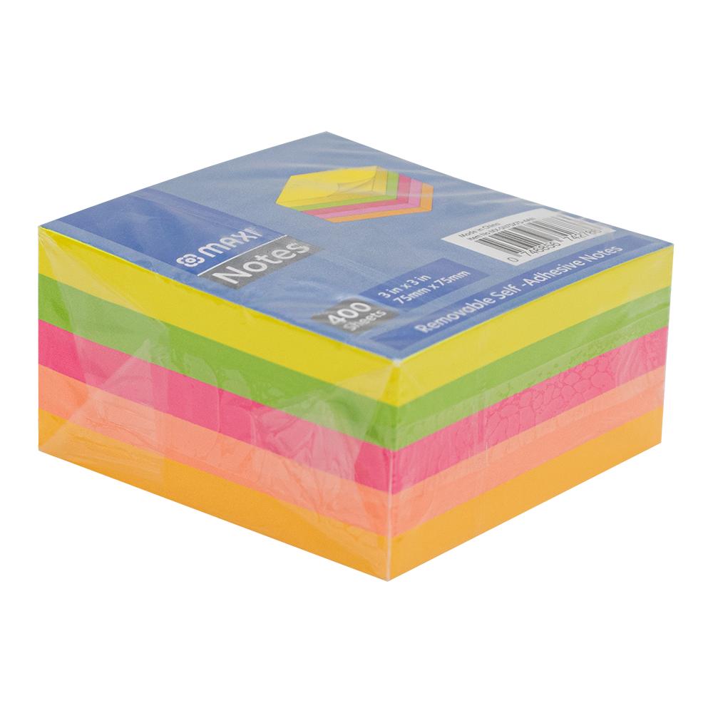 Maxi / Self-adhesive sticky notes, 400 pcs, Multicolour sticky notes 3x3 inch 75mmx75mm self stick notes canary yellow 100 sheet pad 2 nos