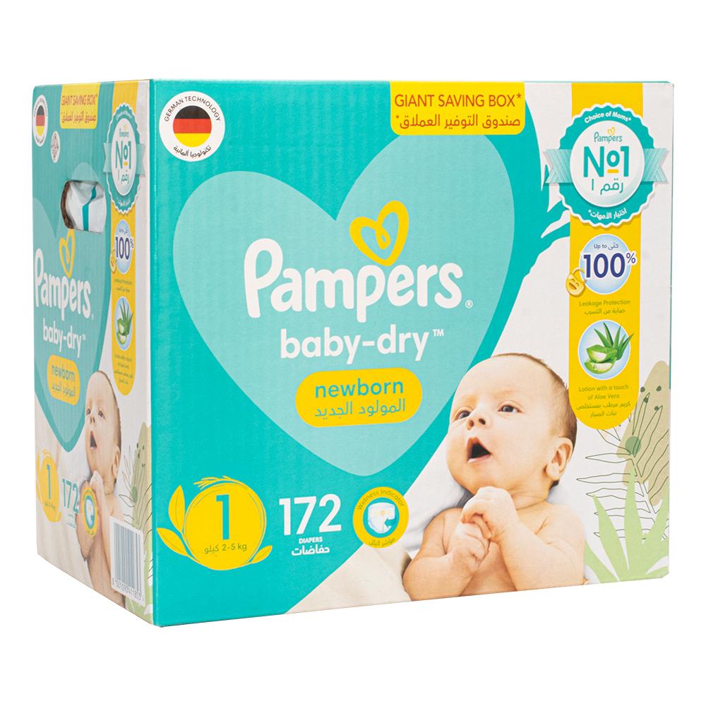 цена Pampers / Diapers, Baby dry, 2.2 - 11 lbs (1.2-5 kg), 172 pcs