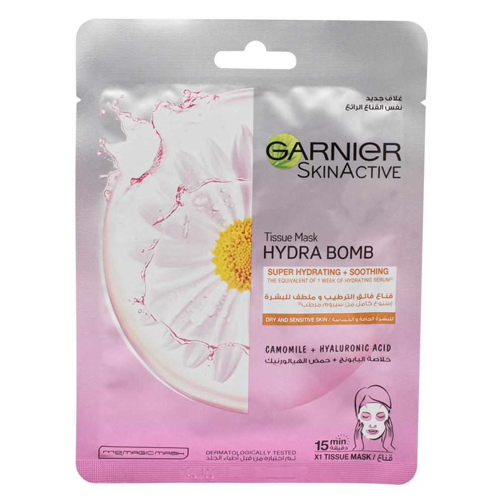цена Garnier / Tissue face mask, Hydra bomb, For dry and sensitive skin, Chamomile, 1 pc