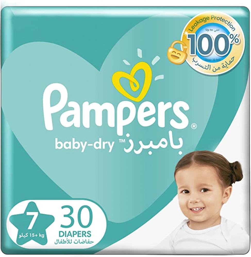 Pampers / Diapers, Baby-dry, Size 7, Extra large+, 15+ kg, 30 pcs fine baby diapers large 15 4 30 8 lbs 7 14 kg size 4 74 pcs