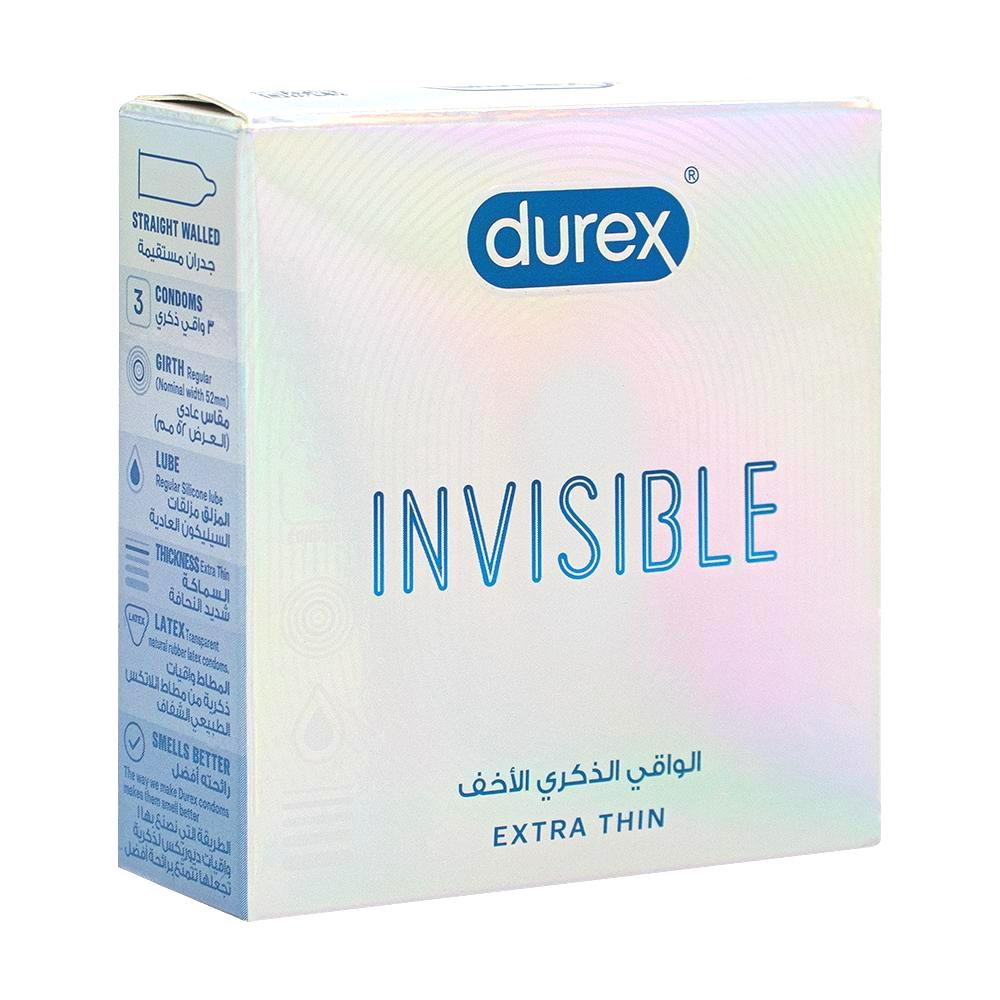 Durex / Condoms, Invisible extra thin lubricated condoms, x3 durex condoms ultra thin natural latex penis cock sleeve mixed 4 types pleasures extra lubricated condom sex toys for men