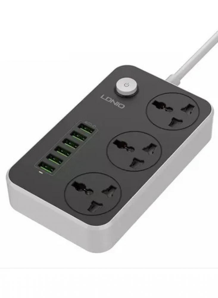 LDNIO / Power strip, SC3604, 6 USB ports, 3 ports, Universal, Black/Grey цена и фото