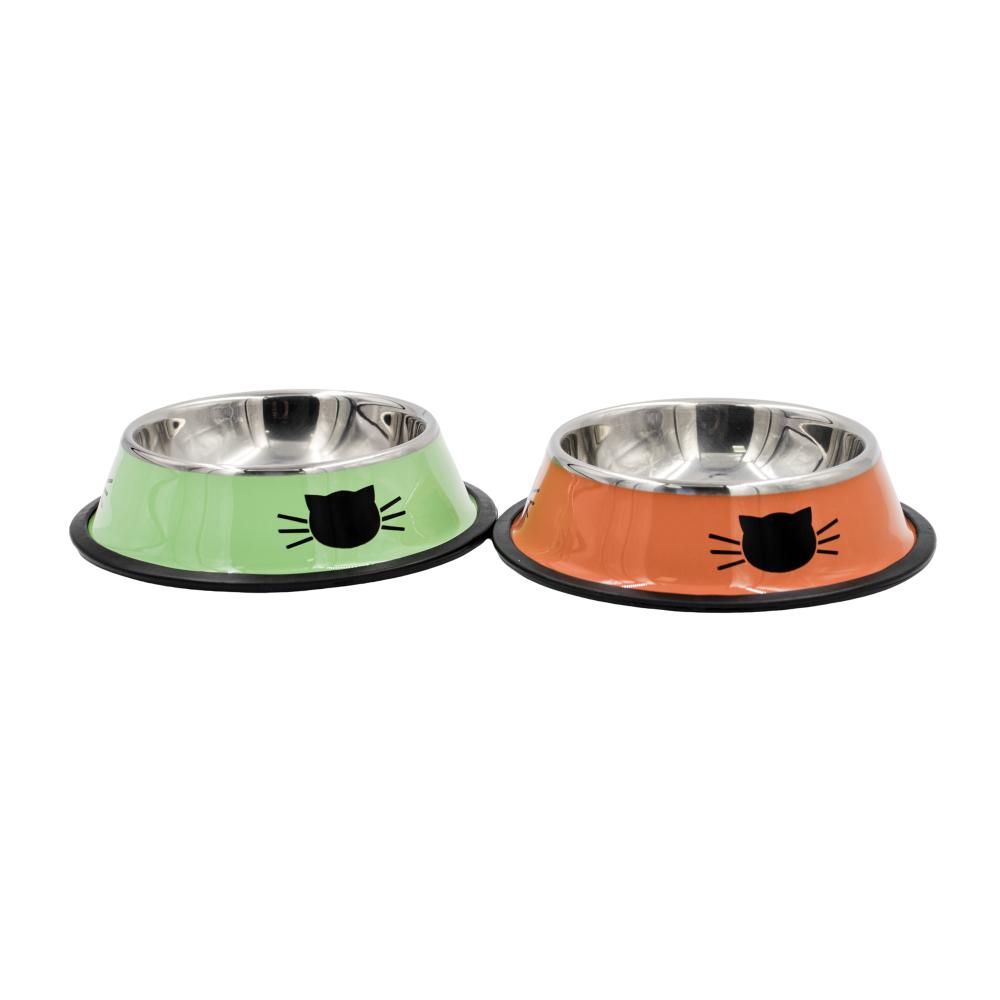 ANTOLE / Pet bowls, Stainless steel, Non-slip rubber base, Multicolor, 2 pcs m pets yumi smart bowl white