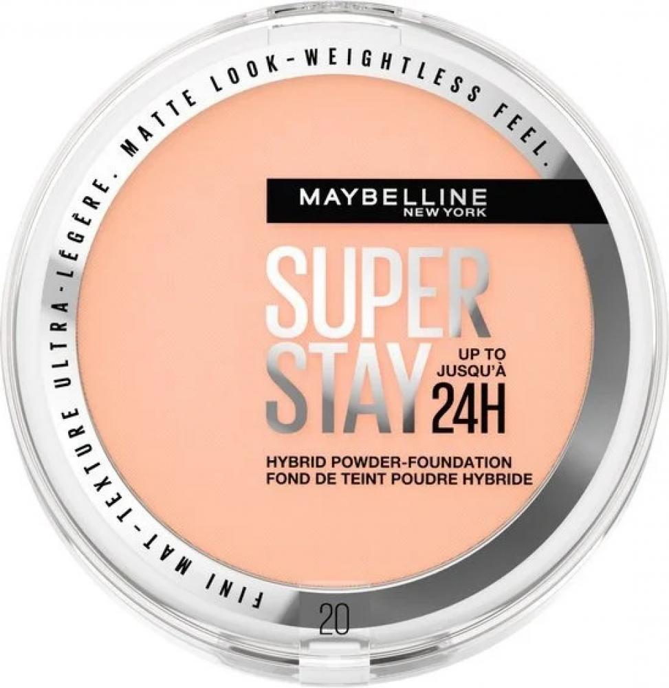Maybelline New York \/ Hybrid powder-foundation, Super stay 24h, 20, 0.3 fl.oz (9 g) foundation liquid makeup base long lasting moisturizing women nude face cover concealer facial close skin care brand new