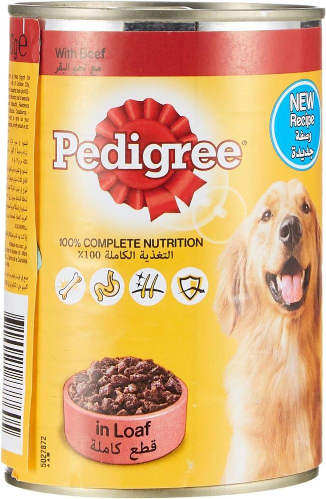 Pedigree, Dog food, Wet, Beef, Loaf, 14.1 oz (400 g) cesar dog wet food beef can foil tray 3 5 oz 100 g