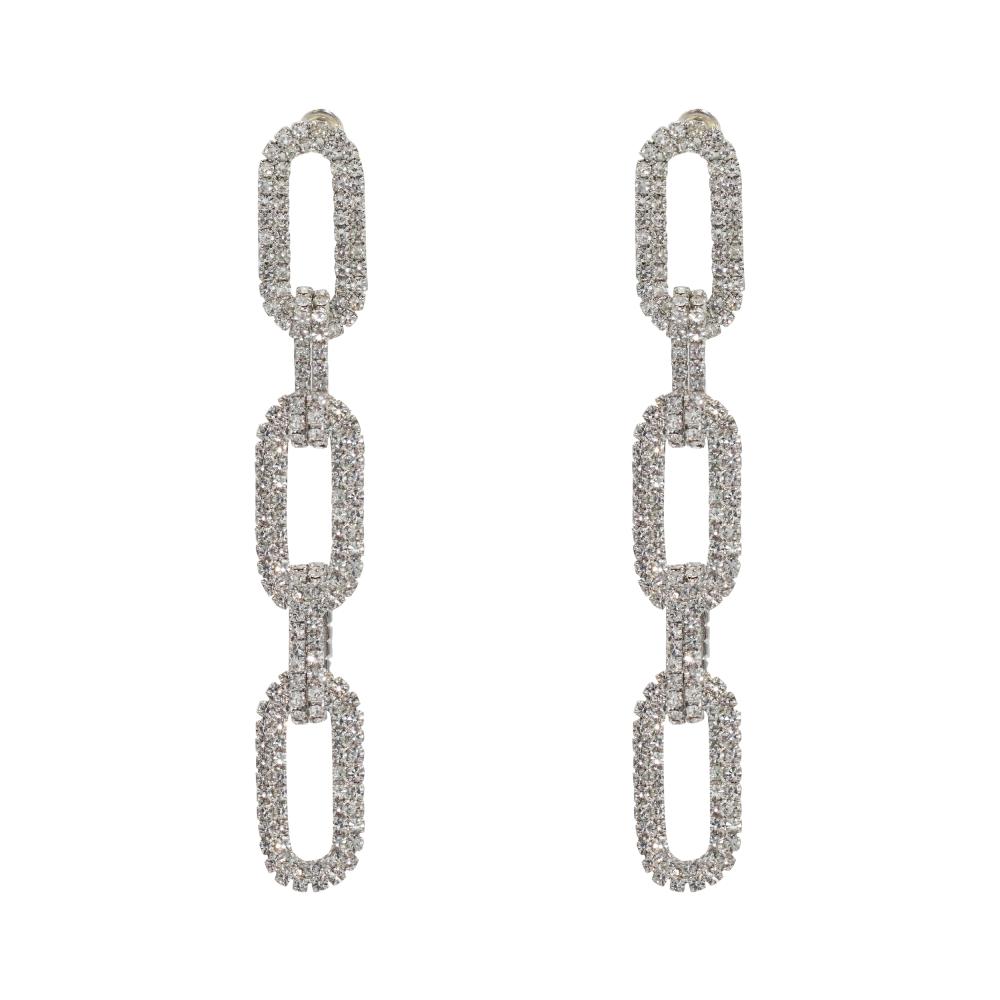 ACCENT Clip earrings with crystals accent chain with accent beads