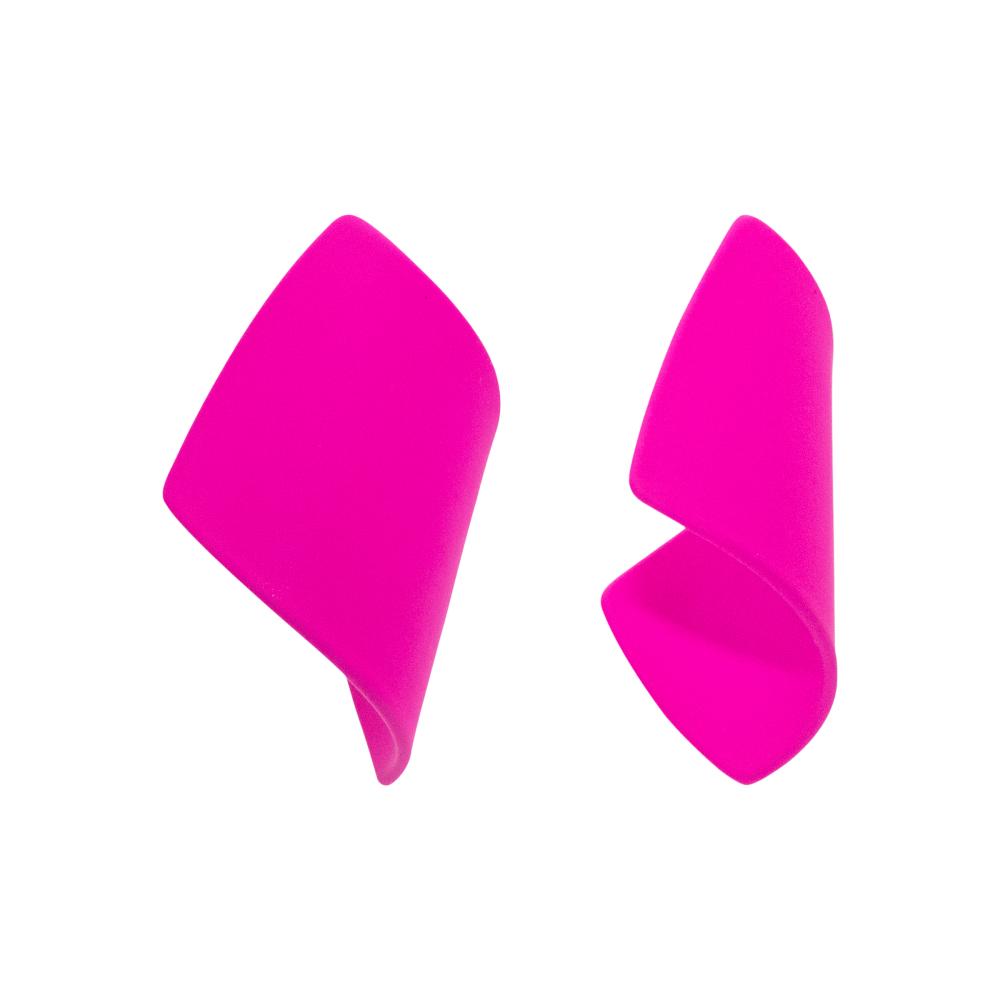 ACCENT Geometric earrings in bright fuchsia colour accent half ring earrings with perforation in gold