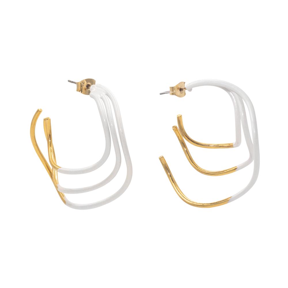 цена ACCENT Enamel coated triple ring earrings