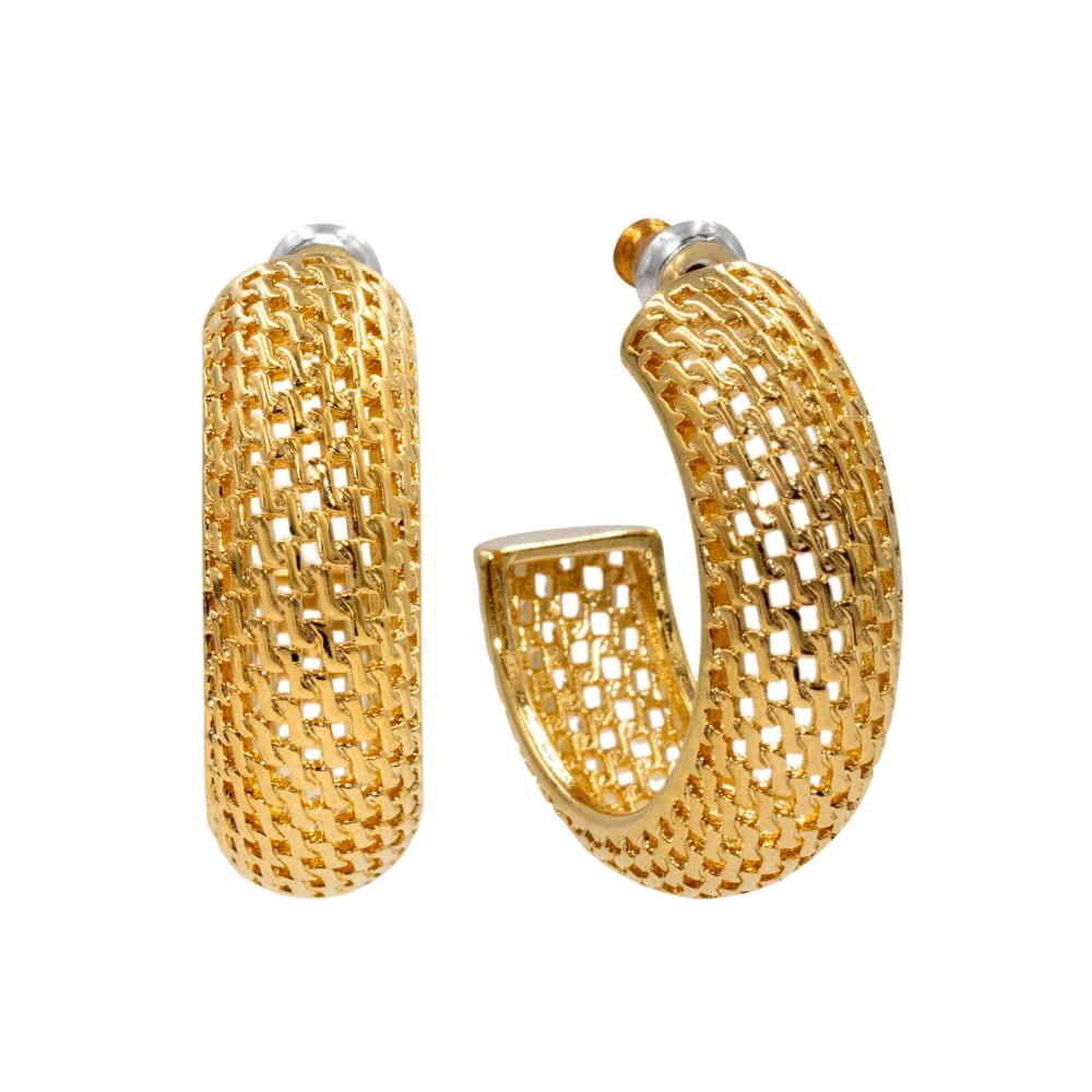 ACCENT Half-ring earrings with perforation in gold цена и фото