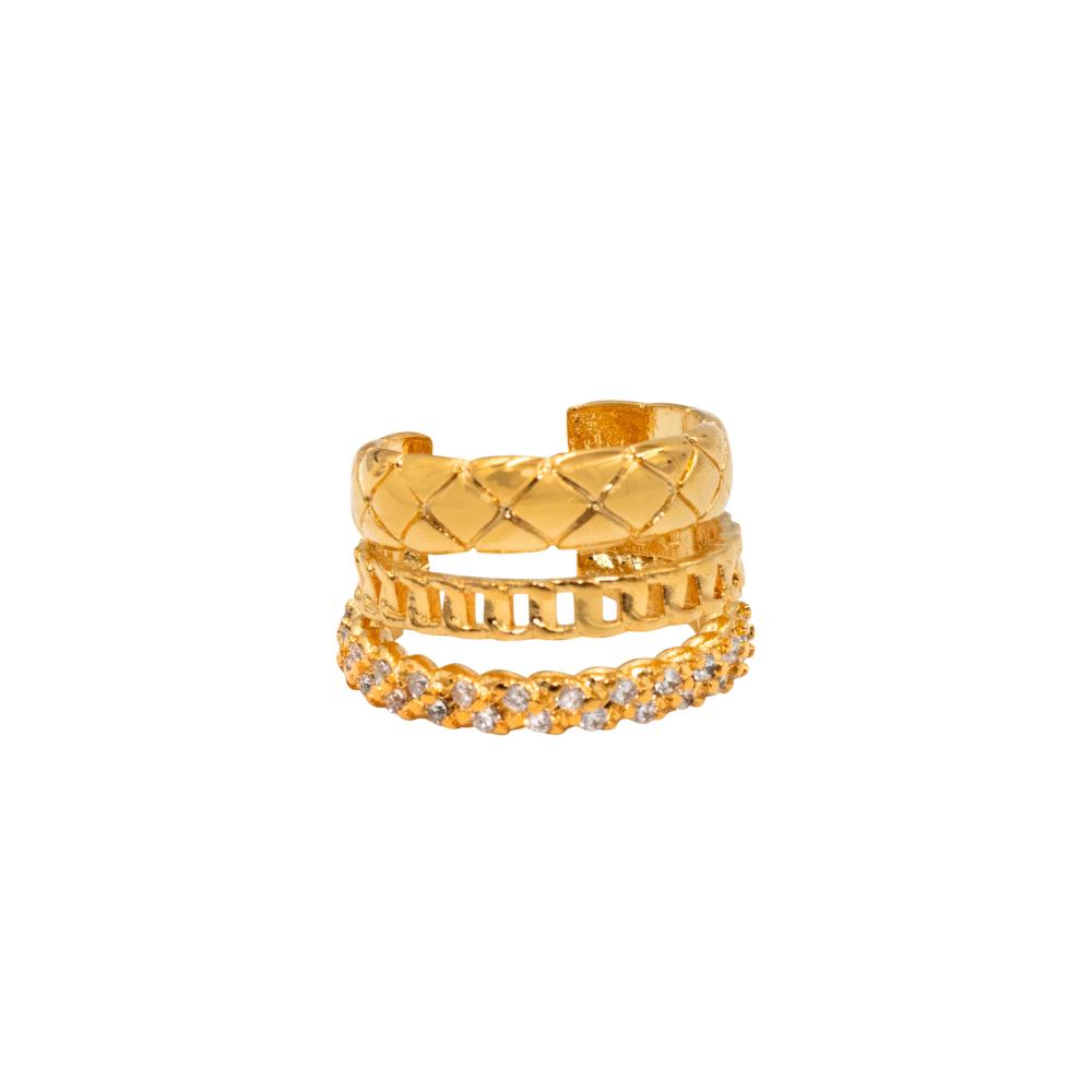 ACCENT Wide patterned cuff earring in gold