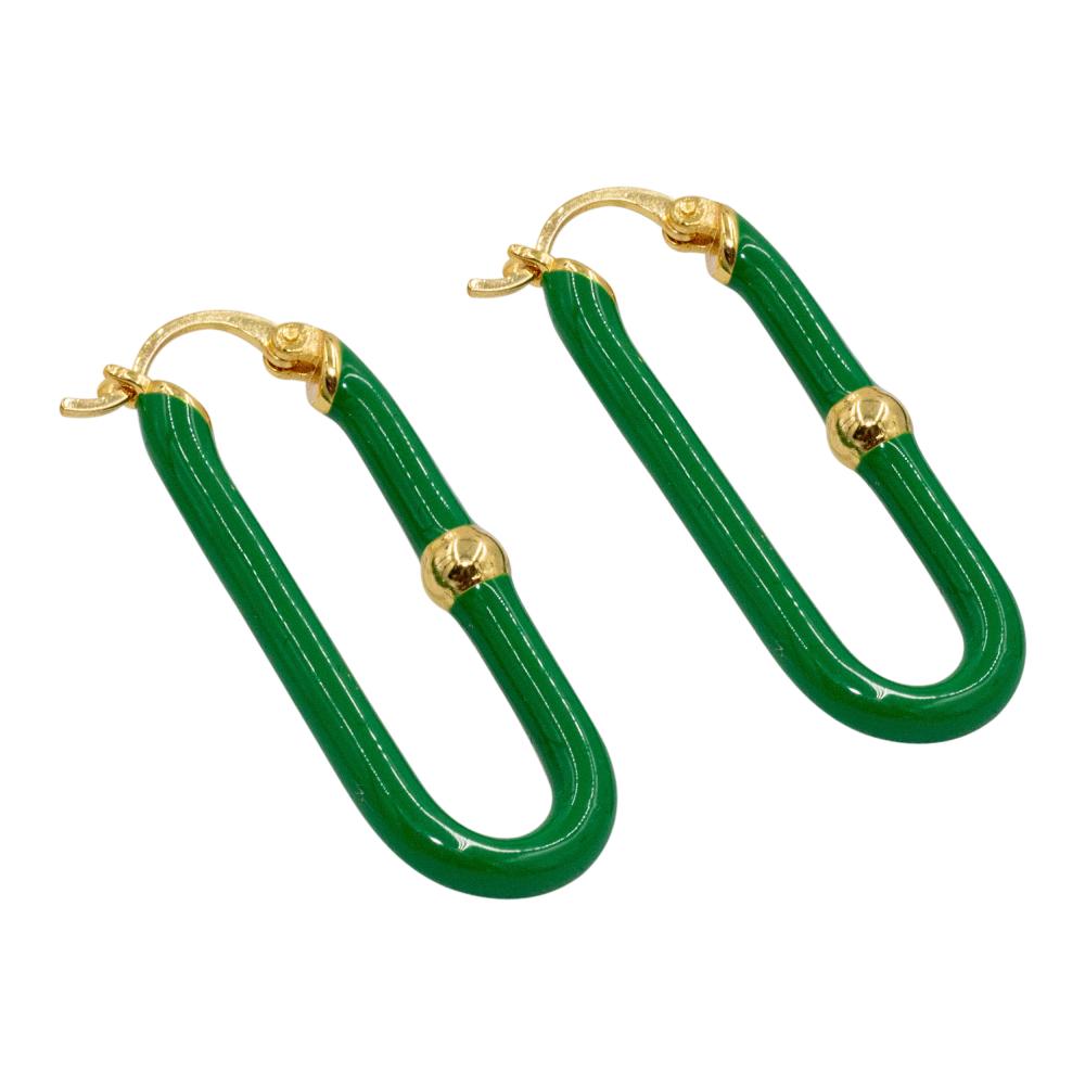 ACCENT Bottega Veneta style enamelled earrings accent enamel earrings stripes in green colour