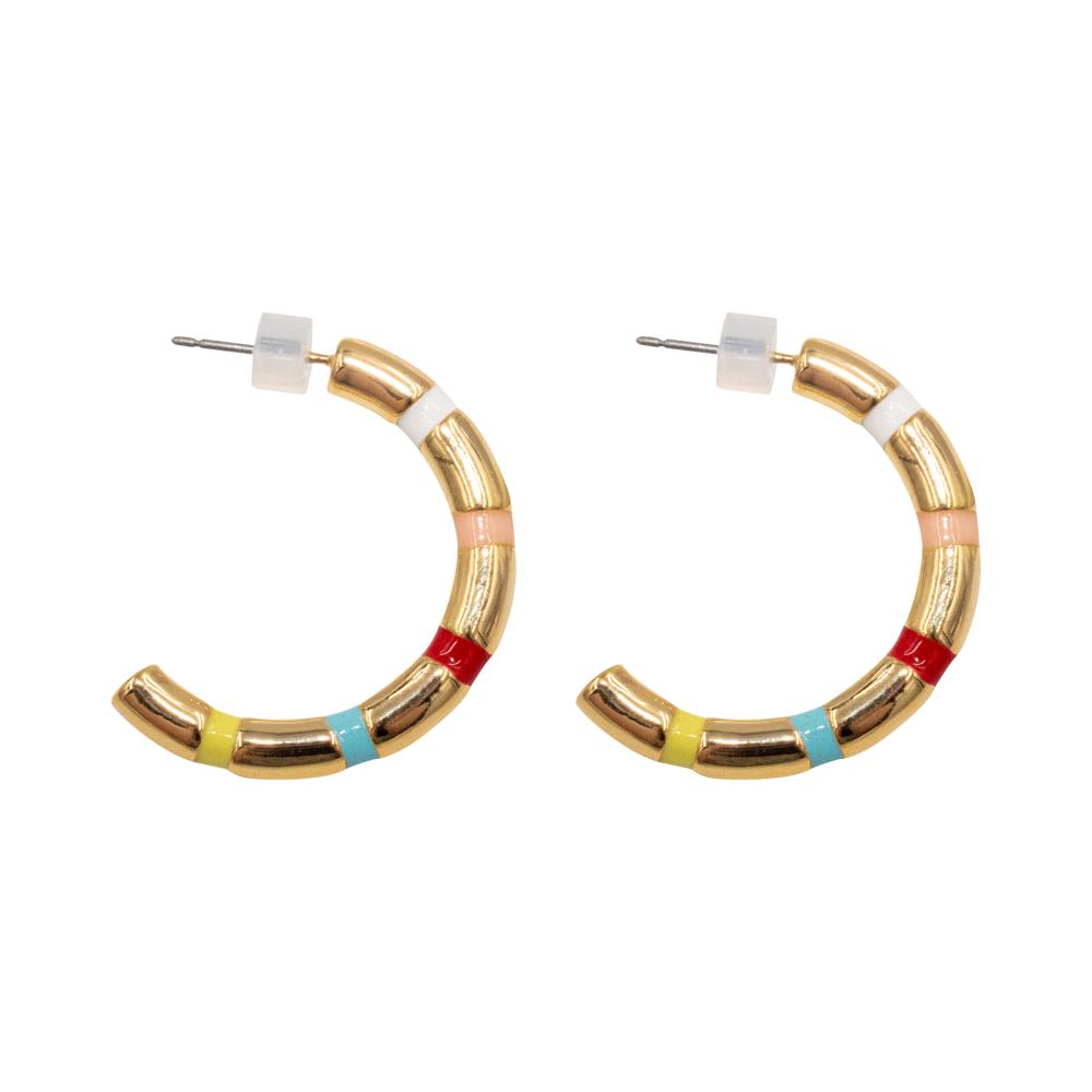ACCENT Ring earrings with coloured enamel inlays