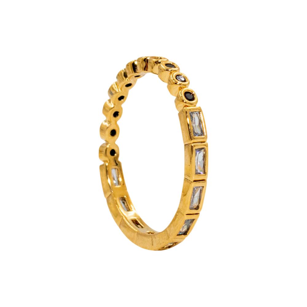 ACCENT Ring with mixed crystals in gold accent enamelled cuff earring in gold with crystals