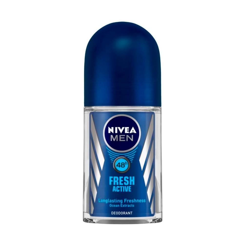 NIVEA MEN, Deodorant, Fresh active, 48H, Long lasting freshness, Ocean extracts, 0% Alcohol, 1.69 fl. oz. (50 ml) цена и фото