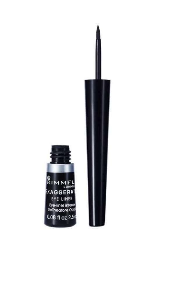 цена Rimmel London, Liquid eyeliner, Exaggerate, Black, 0.08 fl. oz. (2.5 ml)