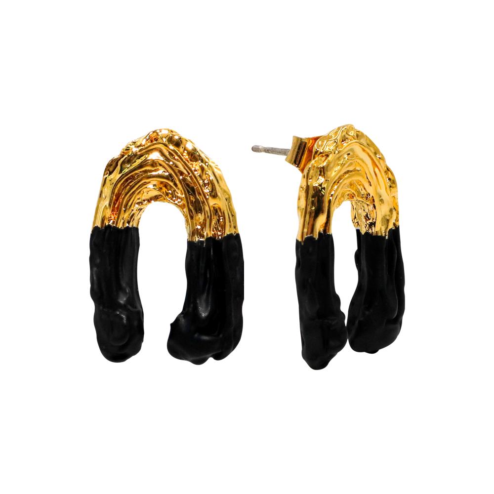 ACCENT Horseshoe earrings with accent enamel plating