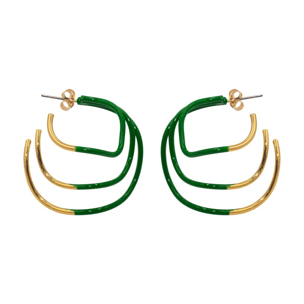 ACCENT Triple ring earrings with enamel coating