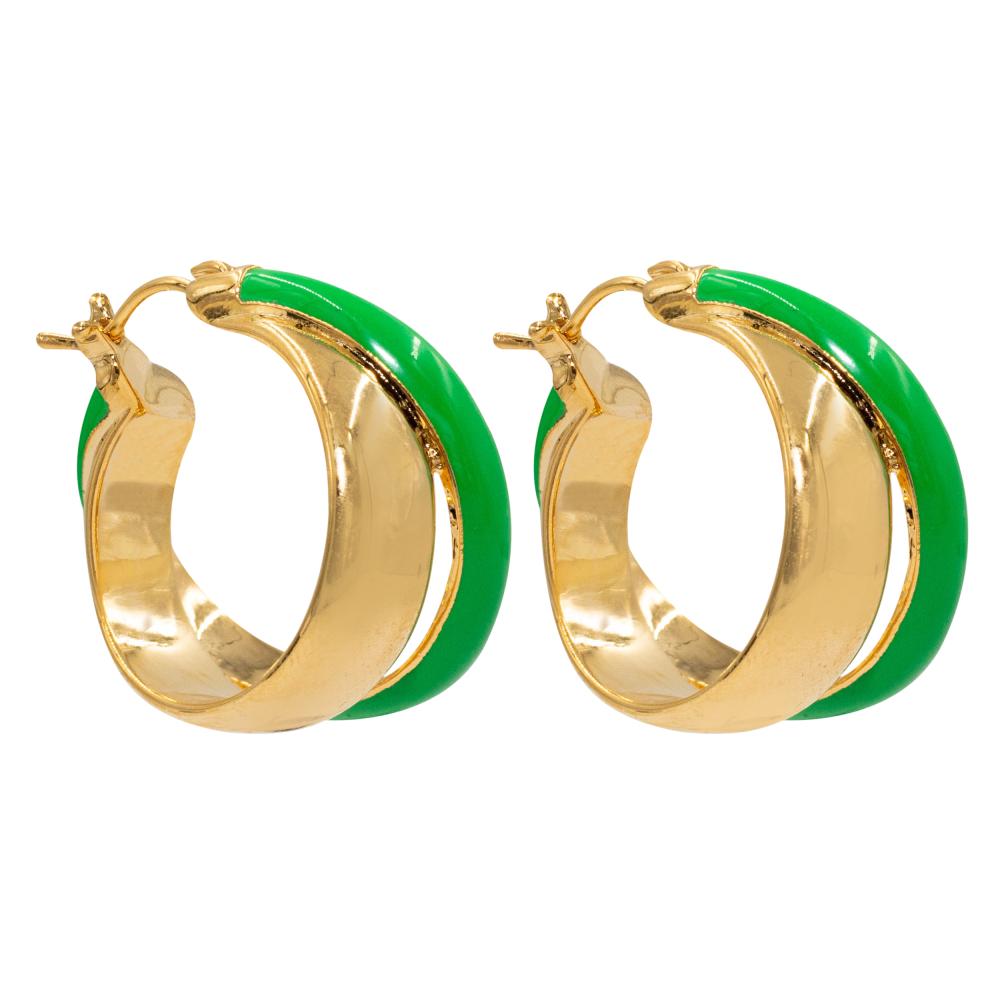 ACCENT Double ring earrings with enamel coating accent triple ring earrings with enamel coating