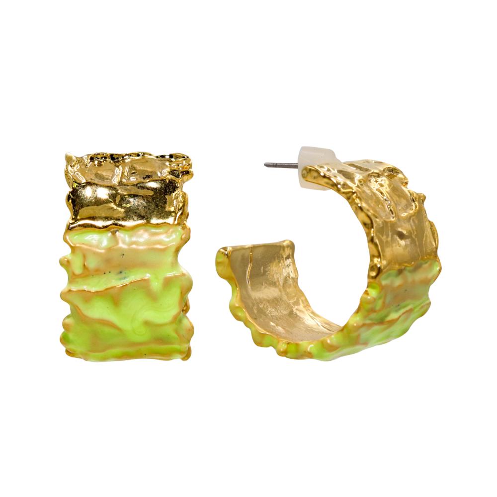 ACCENT Earrings with wide rings with accent enamel coating accent earrings wide rings in gold