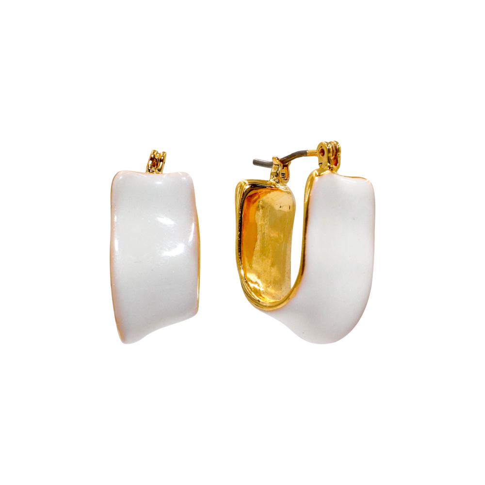ACCENT Enamelled geometric earrings accent double ring earrings with enamelled finish