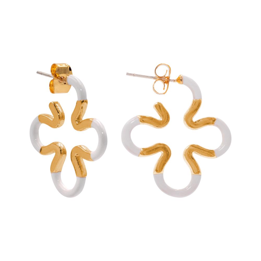 ACCENT Clover earrings with enamel coating accent cuff earring with enamel plated gold with crystals