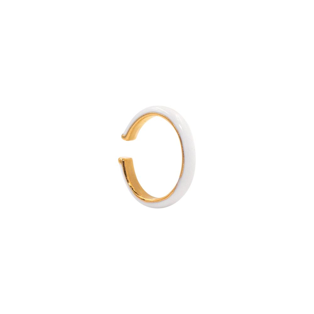ACCENT Cuff earring with enamel coating in basic white colour