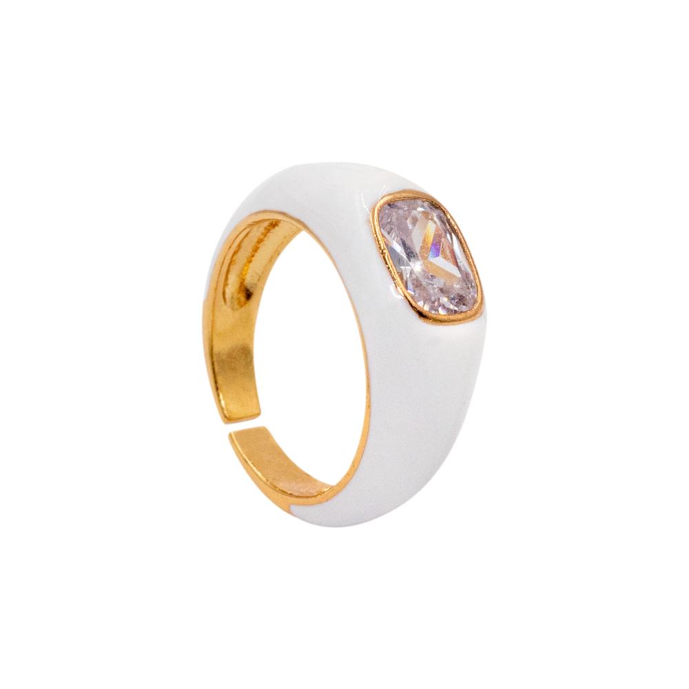 ACCENT Ring with enamelled enamel coating and voluminous crystal