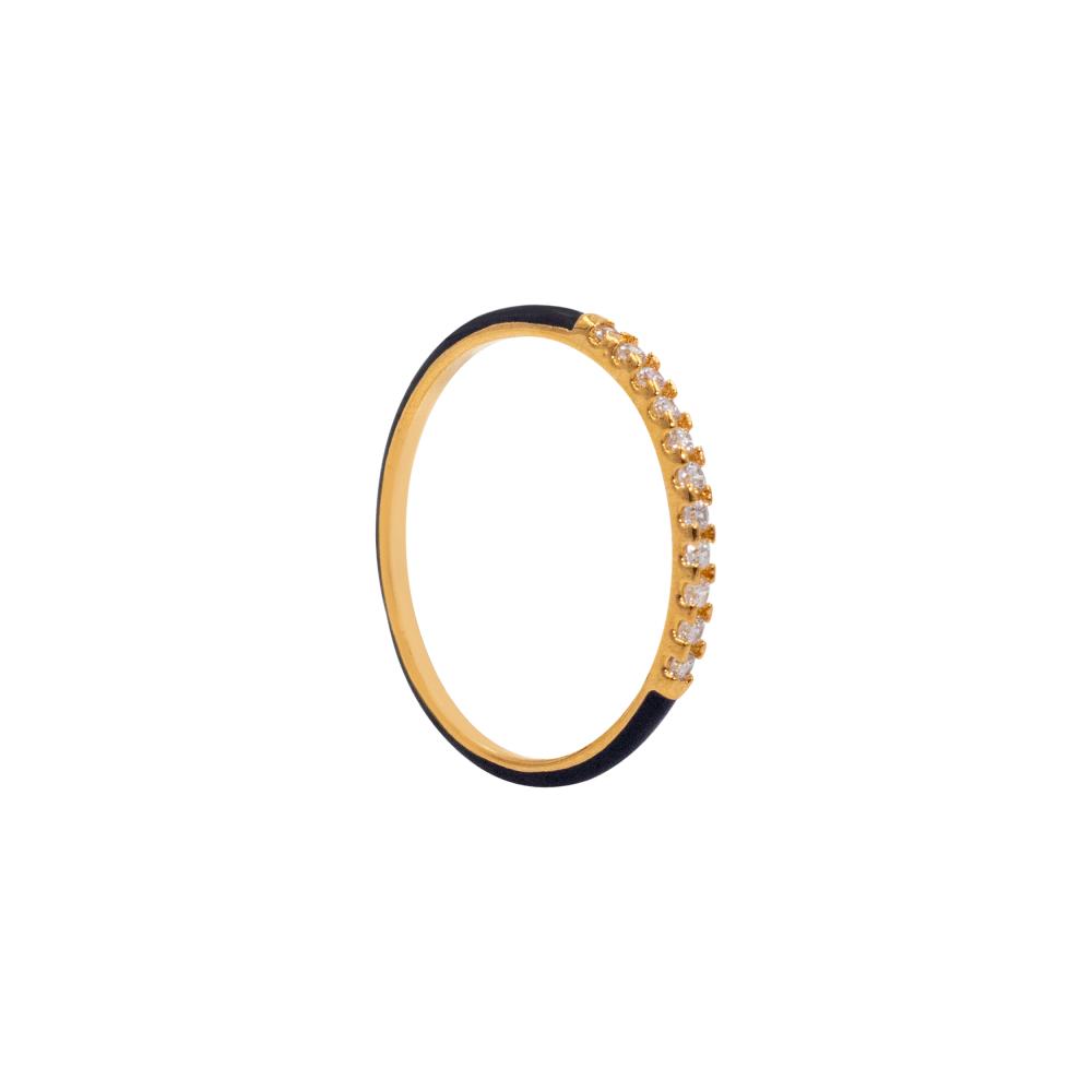 цена ACCENT Ring with enamel and crystal track in gold