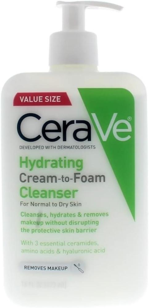 CeraVe, Facial cleanser, Hydrating, Cream-to-foam, For normal-to-dry skin, 16 fl. oz. (473 ml) cerave facial cleanser hydrating cream to foam for normal to dry skin 16 fl oz 473 ml
