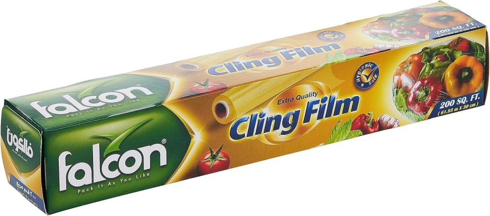 Falcon, Cling film, Extra quality, 61.93 m x 30 cm, 200 sq. ft., 1 roll 50pcs bowl lid clear dustproof bowl cover food fresh keeping sealed film bag disposable fresh keeping bag with plastic wrap