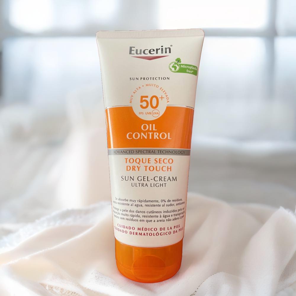 цена Eucerin Sun skin protection, Dry touch, Oil control, Sun gel-cream, Ultra light, SPF 50+, 6.76 fl. oz. (200 ml)