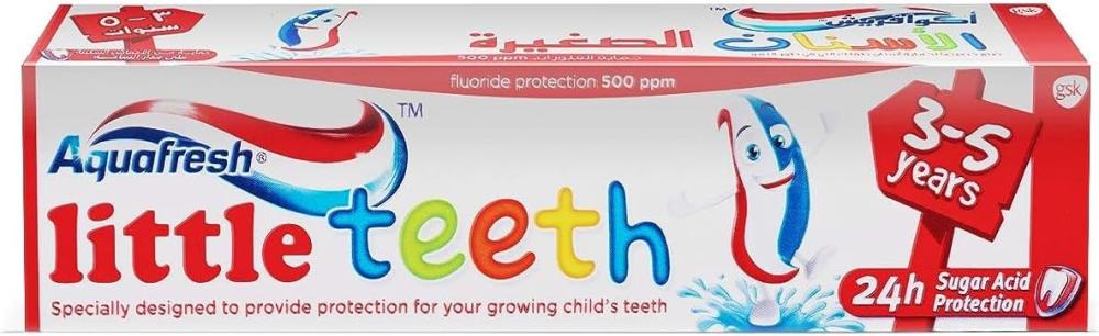 Aquafresh, Toothpaste for kids 3-5 years, Little teeth, 1.69 fl. oz. (50 ml) dentaid vitis waxed dental tape with fluoride and mint 27 г мята