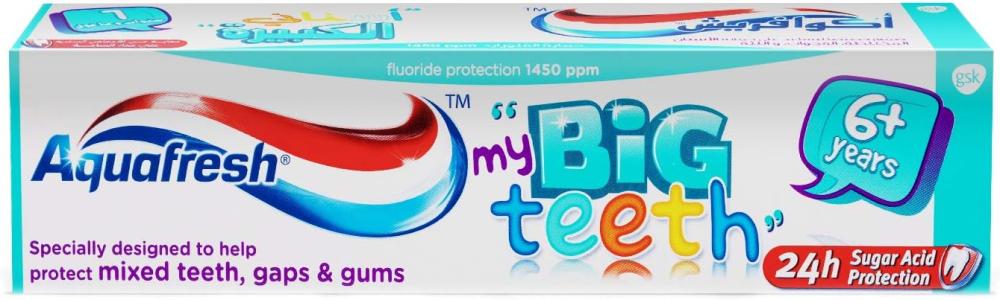 Aquafresh, Toothpaste for kids 6+ years, My big teeth, 1.69 fl. oz. (50 ml) men 3 row iced out grills top bottom gold silver color teeth grillz sets dental tooth caps luxury fashion tooth jewelry