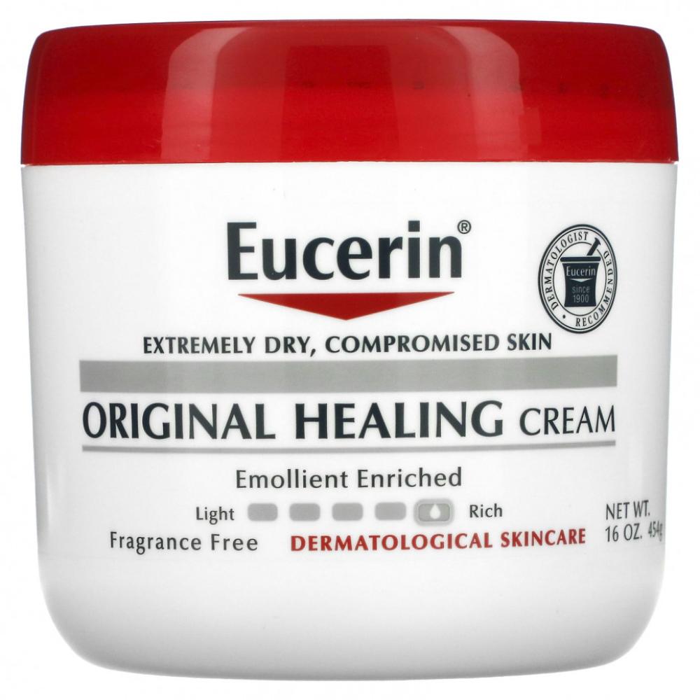 Eucerin, Cream, Original healing, Extremely dry and compromised skin, Fragrance free, 16 oz. (454 g) effective body whitening cream face underarm armpit ankles elbow knee legs private parts dull brightening moisturizing skin care