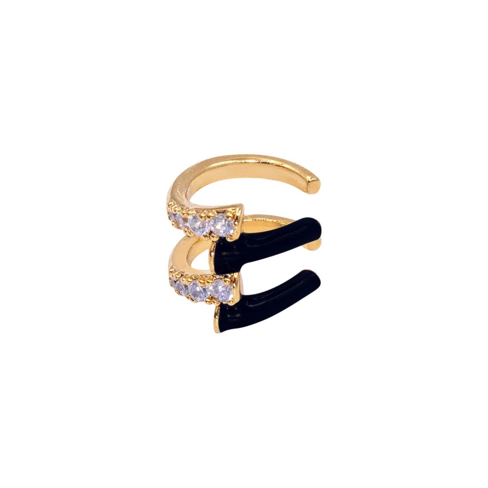 ACCENT Enamelled cuff earring in gold with crystals earring joom gold color