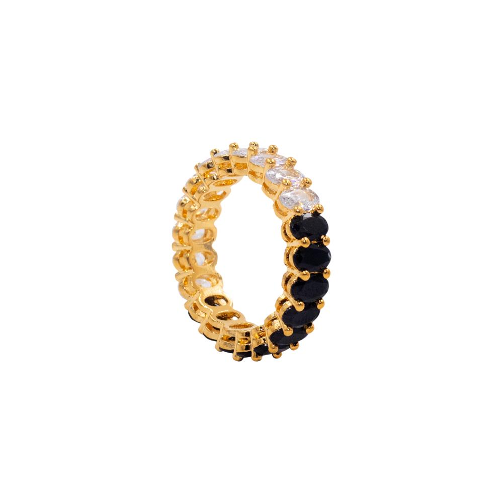 ACCENT Ring with large accent crystals in gold accent bracelet with braiding in gold