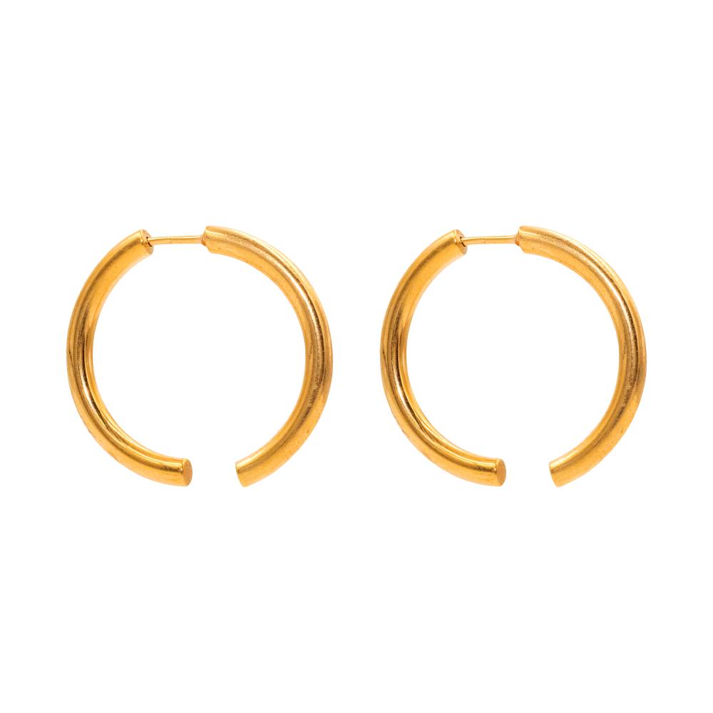 ACCENT Bifurcated ring earrings in gold accent ring in gold with pressed metal