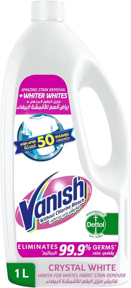 Vanish, Laundry stain remover, Crystal white, Liquid for white clothes, 35.2 fl. oz. (1 l) igiene carpet stain remover 500 ml