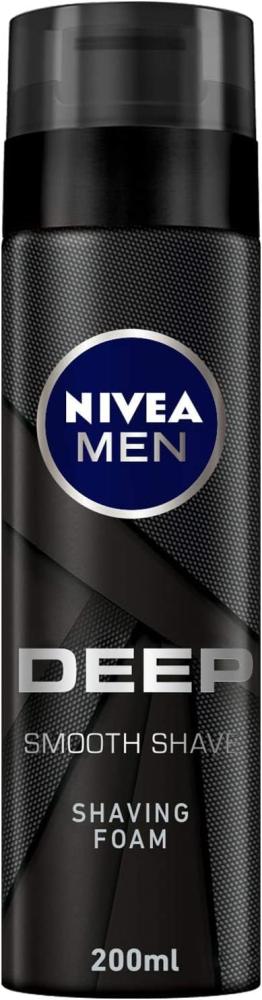 NIVEA MEN, Shaving foam, DEEP, Smooth shave, Antibacterial black carbon, 6.76 fl. oz. (200 ml) arko men cologne after shave lotion balm gel 250 ml fragrance alum stone shaving lotion gel protects your skin relaxes and cools