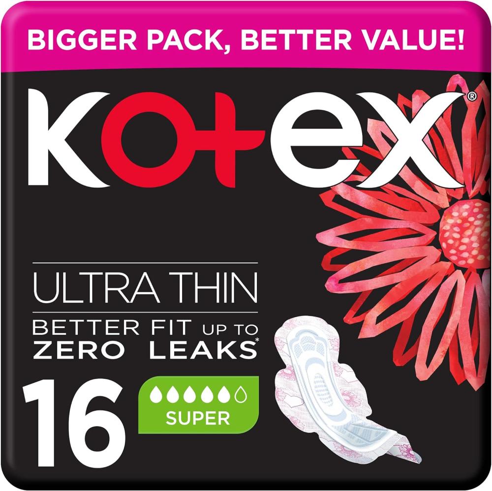 Kotex, Sanitary pads with wings, Ultra thin, Super size, 16 pcs always sanitary pads cool