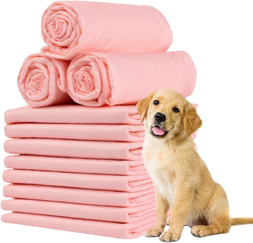 OkBuyNow Pet Training Pads Disposable Pee Pad for Dog Puppy Cat Rabbits Pets, Quick Drying No Leaking Super Absorbent 60x90 cm XL- 25 Pieces, Pink pawfumes dog and puppy training pads 60 x 90 cms 50 pcs