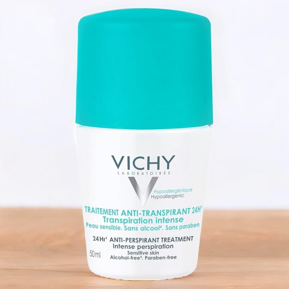 Vichy, Treatment anti-perspirant, 48 hour, Roll-on, For Sensitive skin, 1.7 fl. oz (50 ml) 2 pieces arm pentagram round green dark waterproof long lasting tattoo stickers for women and men