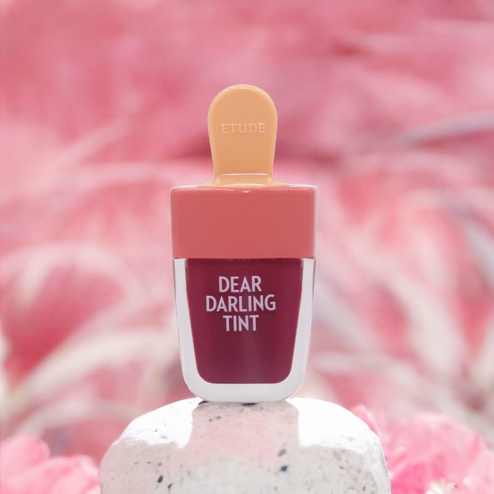 Etude House / Lip tint, Dear darling, Water gel, PK004 Red bean red, 0.15 oz (4.5 g) hyaluronic acid moisturizer face serum whitening cream for face cream with red lips tint lip gloss lipsticks beauty skin care