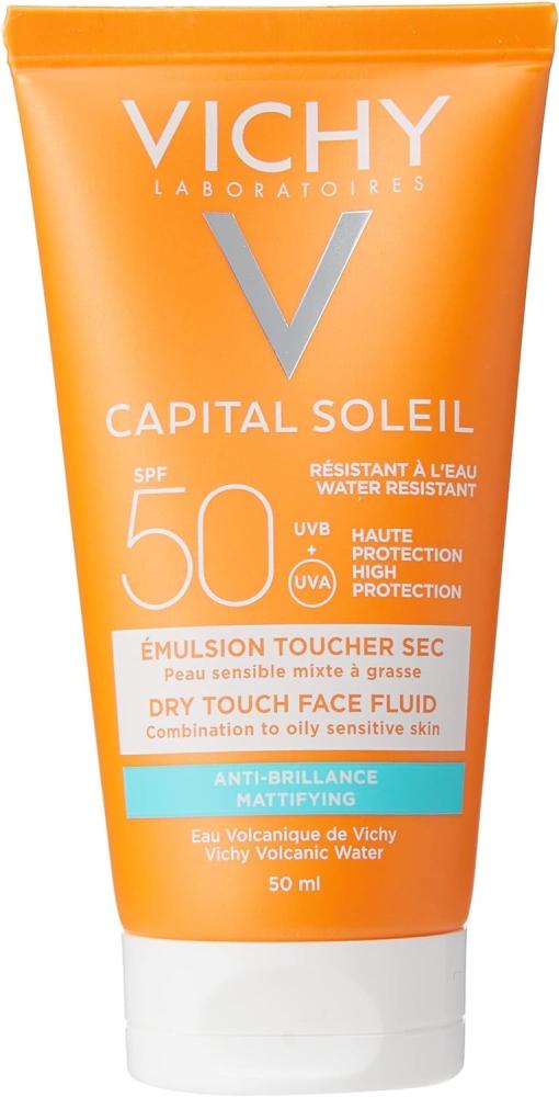 Vichy, Sunscreen, Capital soleil, SPF 50, Dry touch face fluid, Mattifying, Combination to oily sensitive skin, 1.7 fl.oz (50 ml) neutrogena sunscreen stick dry touch spf 50 for sensitive skin 1 5 oz 42 g