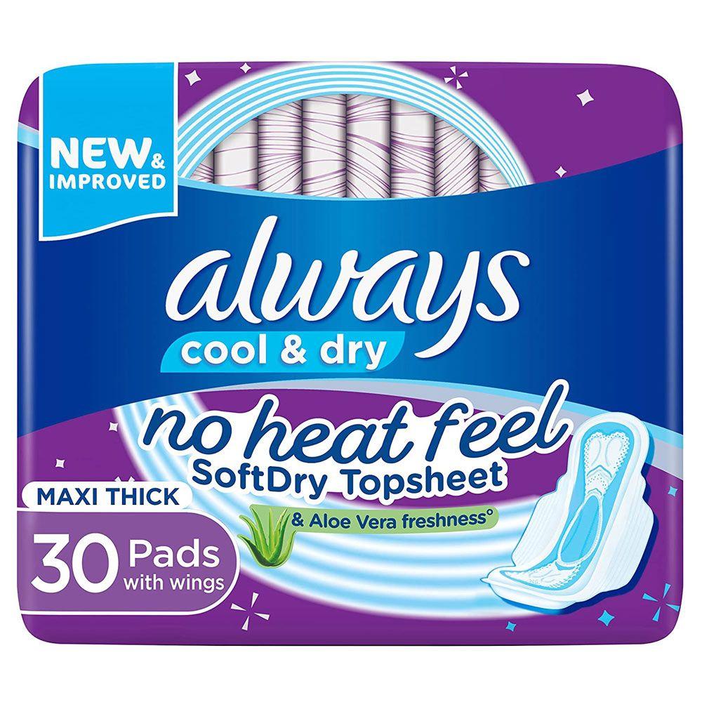 Always / Sanitary pads, Cool & dry, Maxi thick, Large, 30 pcs kotex sanitary pads maxi protect super 30 pcs