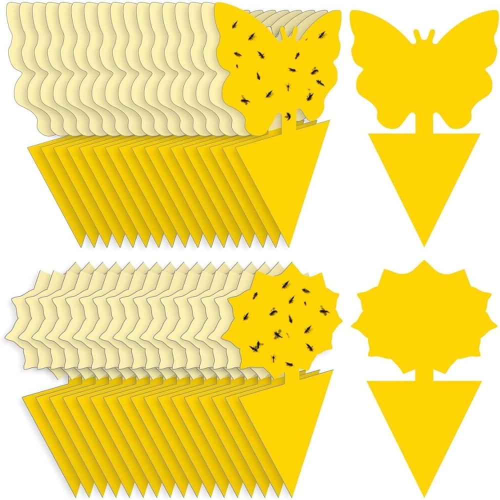 Insect traps, Efficient for many insects, For house indoor, outdoor plants, Sticky, Yellow, 48 pcs 46pcs pack forest mist series paper sticker decoration adhesive scrapbook sticky label bookmark for student and office supply